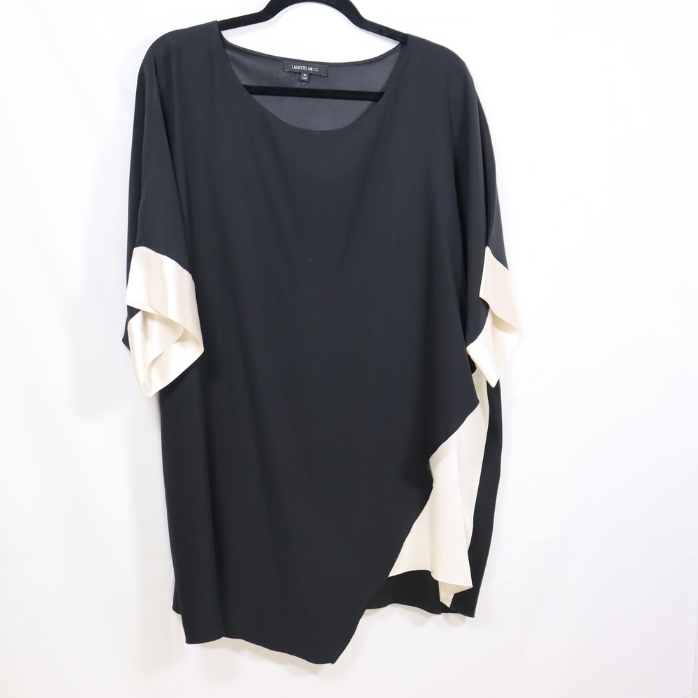 Lafayette 148 Silk Tunic XL Black Womens Minimalist Luxury Blouse